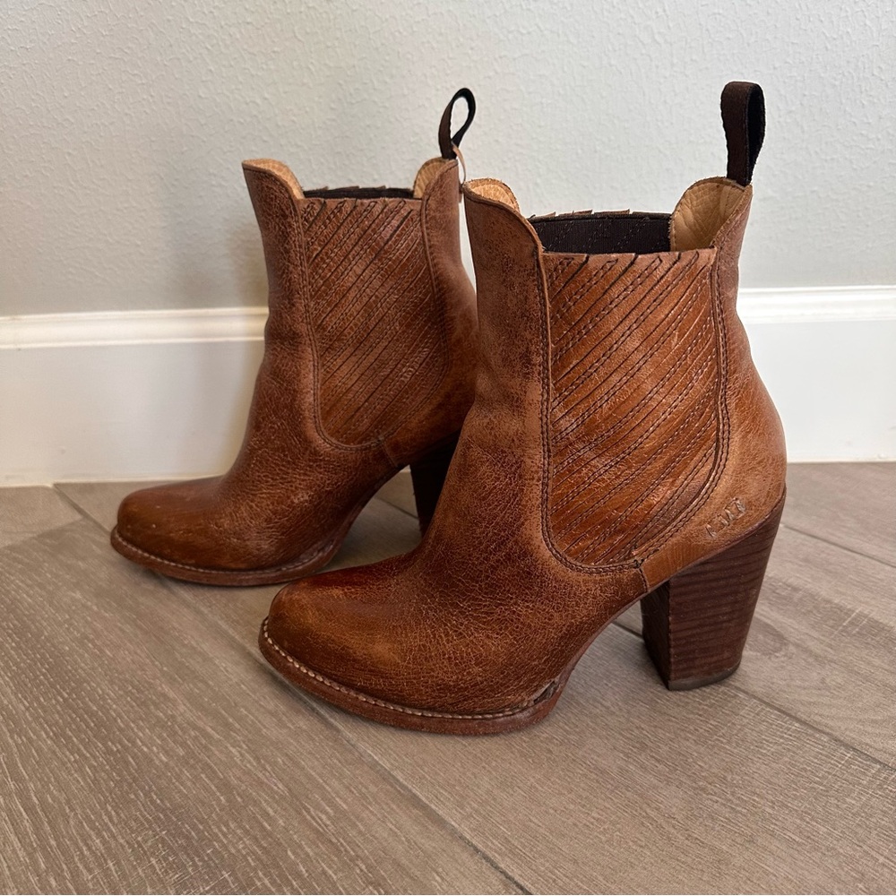 Bed Stu Brown Leather Heeled Ankle Boots